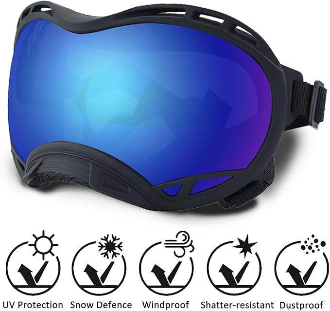 Dog Sunglasses,Doggles Anti-UV Protection,Pet Sunglasses with Adjustable Strap,Suitable for Motorcycle Car Driving Bike Riding Hiking Swimming Wind Dust Fog Dog Eye Protection