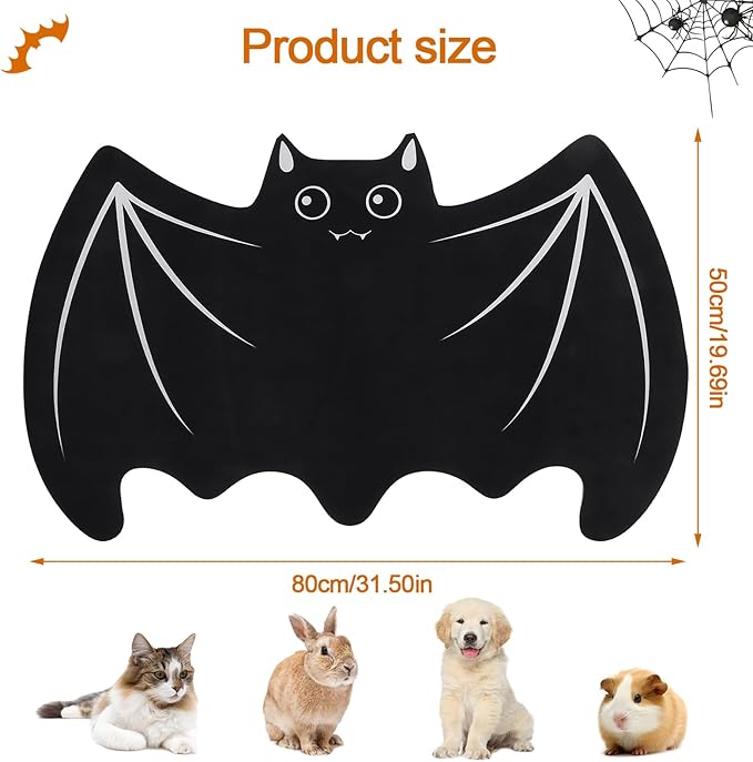 Halloween Pet Mat for Food and Water, Pet Feeding Mat for Dog Cat Bowl Absorbent Anti-Stain Non-Slip Quick Dry Easy Clean Floor Placemat, Pets Accessories Indoor (20 * 31.5 in)
