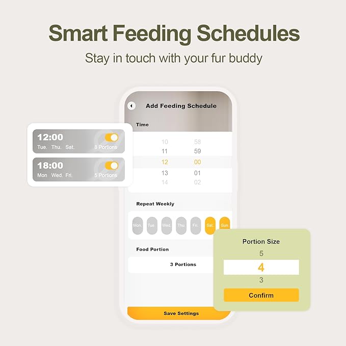 Plike Automatic Pet Feeder with Camera, WiFi Smart Pet Feeder with App Control (2.4G & 5G), 4L Capacity, 2-Way Audio & Night Vision, Anti-Clog Food Dispenser for Cats and Dogs