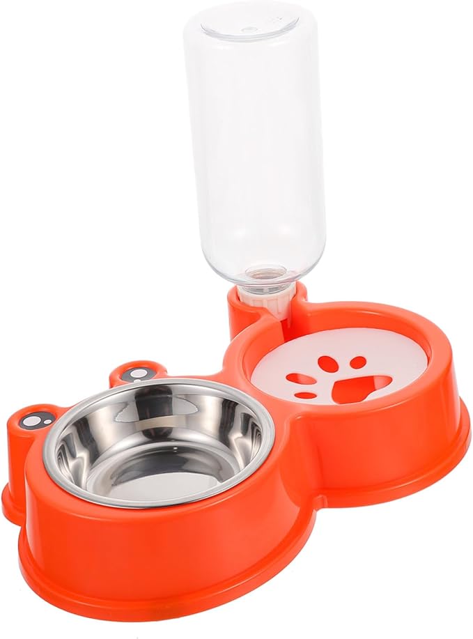 TOYANDONA Tip Automatic Cat Water Dispenser and Food Bowl Set Dual Bowl PET Feeder Spill-Proof Design Plastic for Cats and Dogs