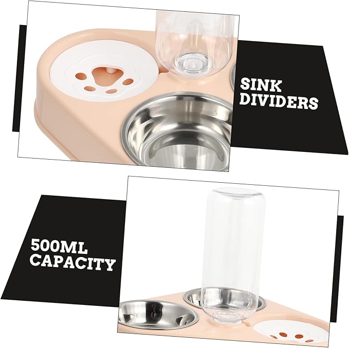 Automatic Pet Water Dispenser 500ml Bottle Stainless Steel Dog Bowl Removable Cat Feeder Easy