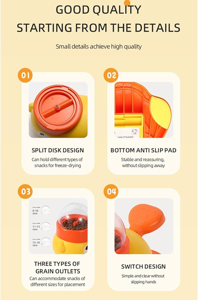 Automatic Pet Feeder, Interactive Dog Food Dispenser with Timer and Portion Control, Large Capacity Plastic Smart Feeder Toy for Cats and Dogs