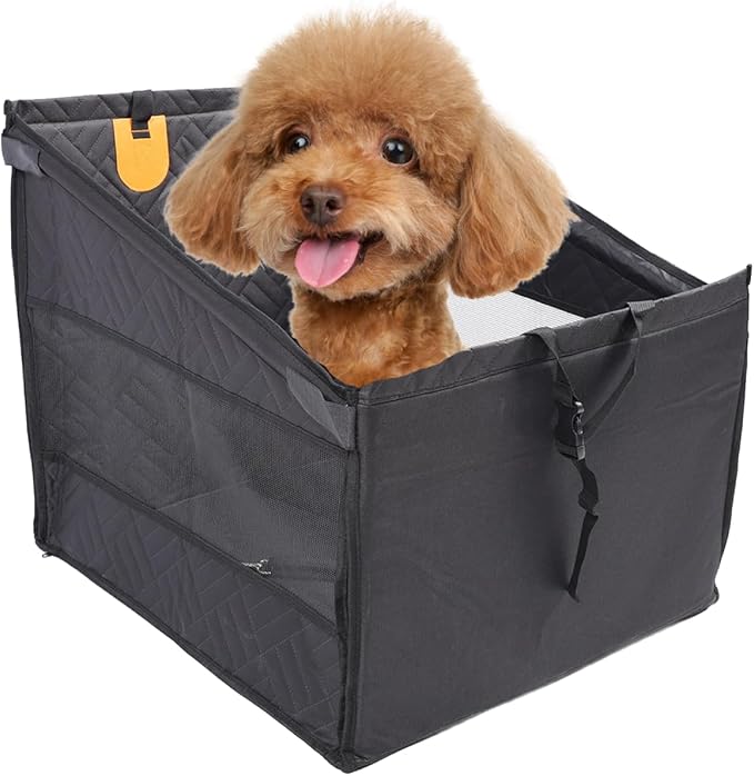 Pet Car Seat for Small Medium Dogs, Oxford Fabric, Black, Breathable Mesh, Improved Safety, Easy Installation for Travel, Car, Truck