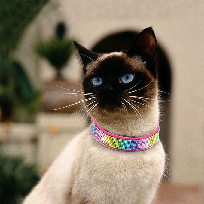 Rhinestone Dog Collar, Cute Dazzling Sparkling Soft Suede Leather Dog Cat Rhinestone Collar Crystal Diamond Pet Dog Puppy Collar (XXS, Hot Pink-3)