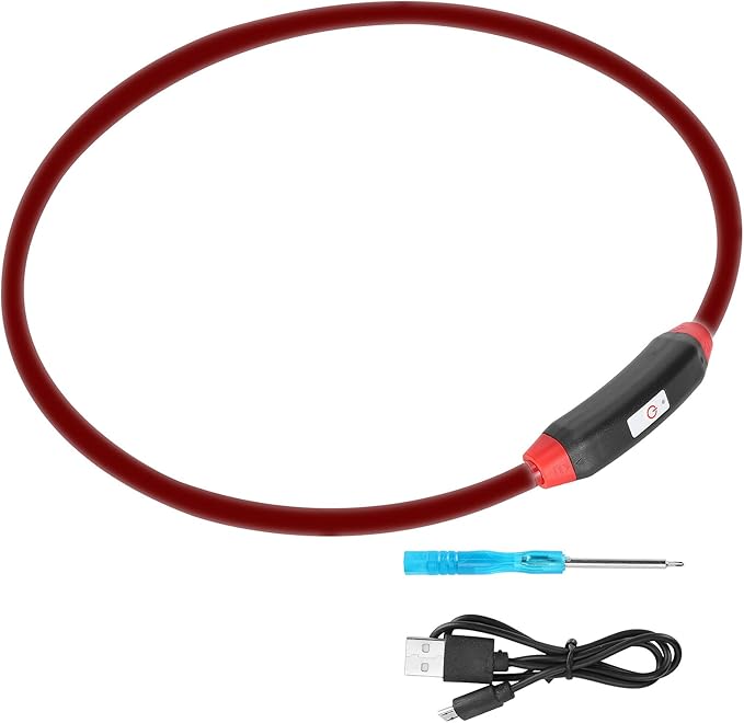 EVTSCAN LED Dog Collar, USB Rechargeable Adjustable DIY Cutting LED Dog Bite Resistant Collar Pet Supplies(Color)