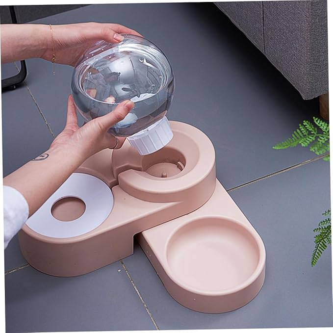 Happyyami Automatic PET Water Feeder Double Bowls Stainless Steel Cat and Dog Water Dispenser Non-Slip PET Drinking Tool for Cats and Dogs Easy to Clean for Home Use