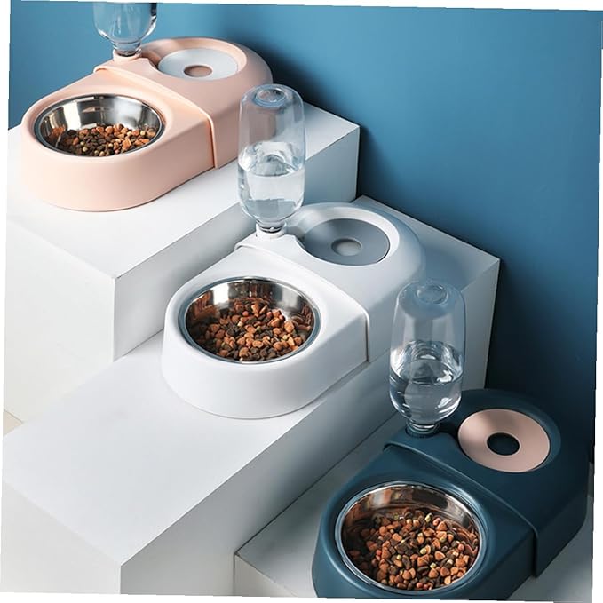 Automatic Dog and Cat Feeding Basin Water Bowl, Blue Pet Food Bowl with Spill-Proof Design for Indoor Use, Sturdy Plastic Pet Feeder Suitable for Dogs and Cats