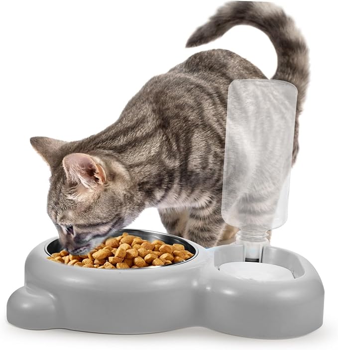 SUPVOX Automatic Cat Feeder and Water Dispenser Dual Functionality Cat Bowl Neck Protection Elegant Design for Home and Pet Shops
