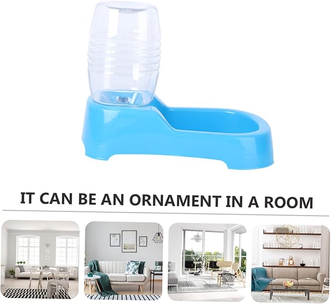 POPETPOP Creative Water Feeder Bowl Blue Water Dispenser for Dogs and Puppies Automatic Design Stable Easy for Home Shops