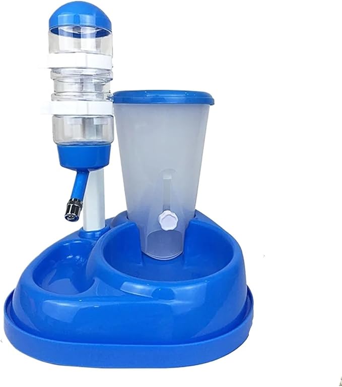 Two-in-One Automatic Pet Feeder and Water Fountain - Large Capacity Food and Water Dispenser for Cats and Dogs(Blue)