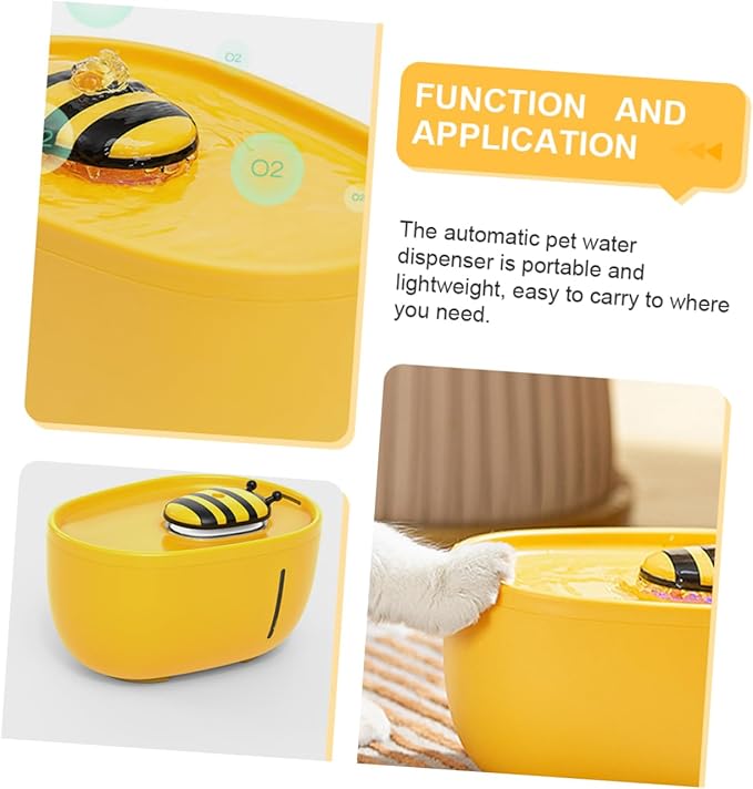 BESPORTBLE Automatic Pet Water Dispenser Cycle Filtration for Cats and Dogs Compact and Portable Design for Easy Use for Busy Pet Owners Honey Bee Water Feeder