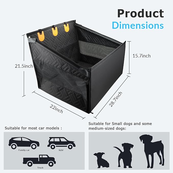 Dogs Car Seats for Puppy Car Seat Booster Back Seat Extender for Small Dogs Pet Seat Cover for Trunk, SUV （L Size）