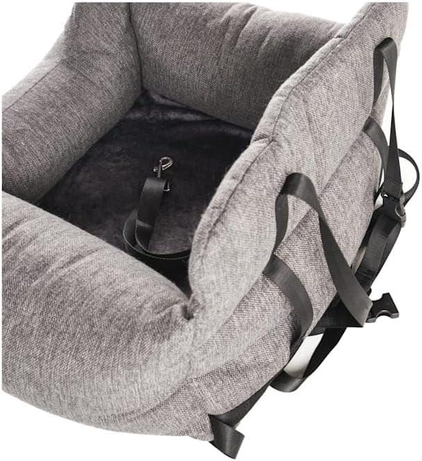 PAW BRANDS PupProtector Dog Car Seat for Medium and Large Dogs, Fully Detachable Car Booster Seat for Front and Back Seats, Orthopedic Dog Travel Bed, Gray, Single Seat
