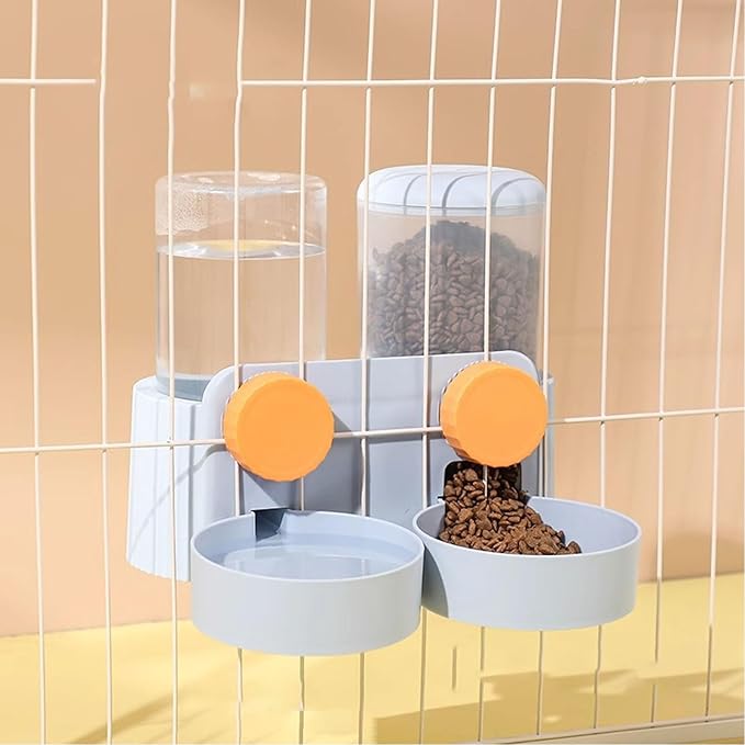 Hanging Pet Food Water Station, Automatic Pet Food Bowl Water Bottle Dispenser, Automatic Dog Cat Feeder and Waterer Set, Large Capacity 2 Bowls for Dogs Cats, Scheduled Feeding
