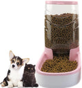 Automatic Cat Feeder Gravity Dog Feeder 1 Gallon Pet Feeder, Self-Dispensing Pet Feeder Bowl for Small and Medium Sized Pets Large Capacity (Pink)