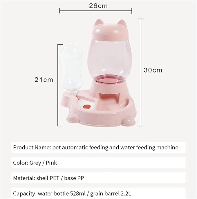 Massage cushion 2.2L Pet Water Dispenser Cat Automatic Feeder Plastic Dog Water Bottle Food Water Pet Feeding Bowl Drinking Feeder Device (Color : Grey1) (Grey)