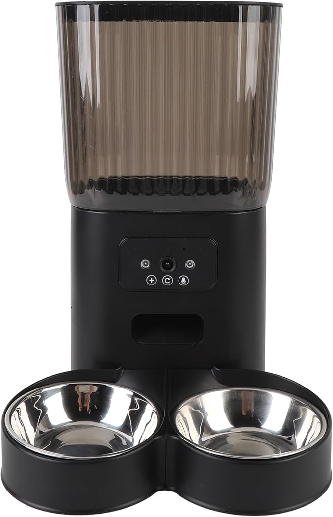 Automatic Pet Dispenser, Smart Pet Feeder with Camera, Voice Control, Timed Feeding for Dog Cat (Dual Bowls)
