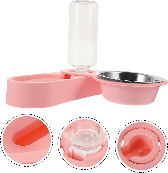 Cat Feeder Dispenser Auto Feed Elevated Stainless Steel Bowl Food Water