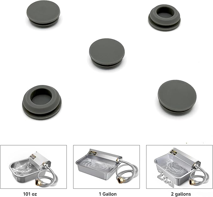 Silicone Plugs for PETIMI Pets/Livestock Automatic Dog Water Dispenser (Stainless Steel Model), 5 Pcs Pack (Include 4 pcs Silicone Plug + 1 Metal Plug)