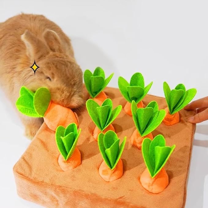 Carrot Garden Dog Toy | Snuffle Mat for Slow Feeding & Brain Training, Interactive Puzzle Toy with 9 Carrots for Puppies & Small Dogs, Indoor Enrichment Game to Relieve Boredom & Anxiety