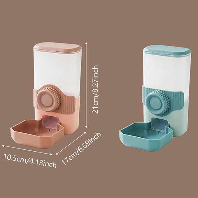 Hanging Cage Automatic Small Pet Food Bowl Water Bottle Dispenser, Auto Pet Feeder and Waterer Set, Suitable for Small Dogs, Cats, Kittens, Puppies, Rabbits, Chinchillas(900ML) (Coffee)