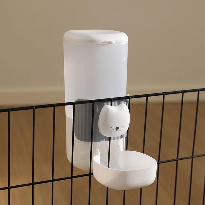Automatic Hanging Dog Feeder Water Dispenser with Cartoon Cats Face Safe PP Easy Installation for Busy Owner Home Decors Hanging Dog Feeder Automatic Dog Feeder for Small Space
