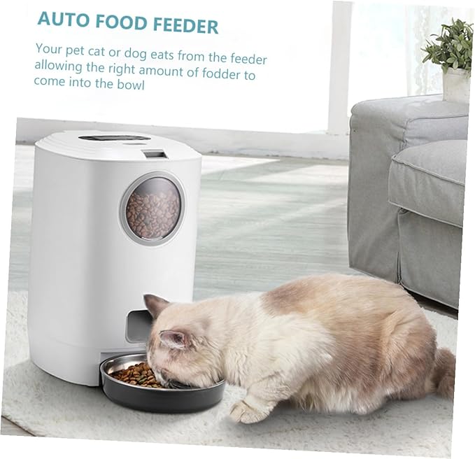 Automatic Pet Feeder with Voice Recording for Cats Dogs Rabbits Programmable Auto Food Dispenser Capacity Bite-Resistant Safe Feeding Device for Busy Pet Owners