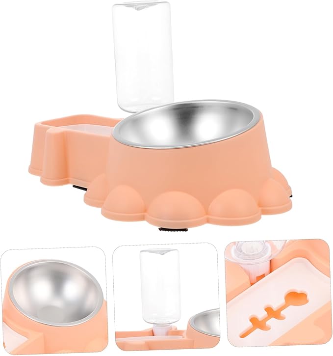 TOYANDONA Automatic Stainless Steel Pet Food Feeder with Water Dispenser Dog Bowl for Puppies and Dogs Transparent Kettle Design Compact Spill-Resistant Feeding Station for Busy Pet Owners