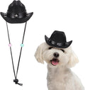 Dog Cowboy Hat, Mini Cowboy Hat for Pet with Chin Strap Adjustable Cosplay Cap Star Decor, (Black, S), Intended for Dogs and Cats/Halloween Costume/Party Decoration