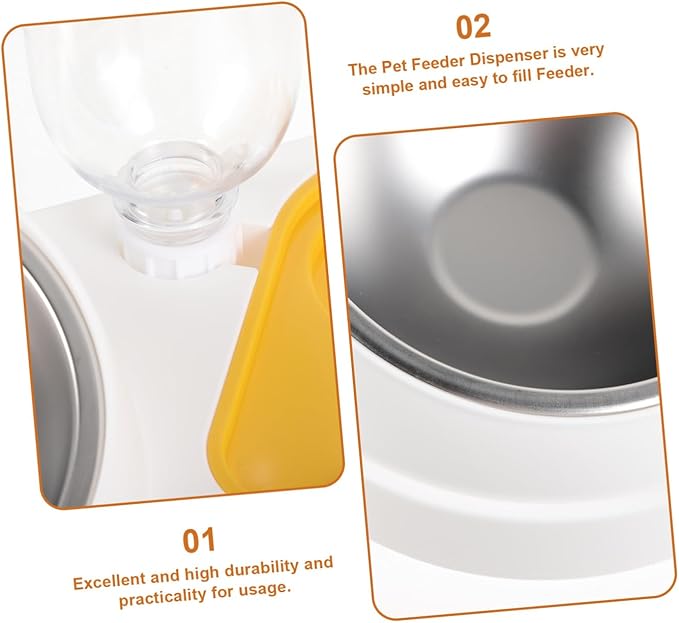 POPETPOP Automatic Pet Feeder and Water Dispenser Anti-Skid Dog Bowl White Small Animal Feeder for Puppies and Cats Household Feeding Supplies