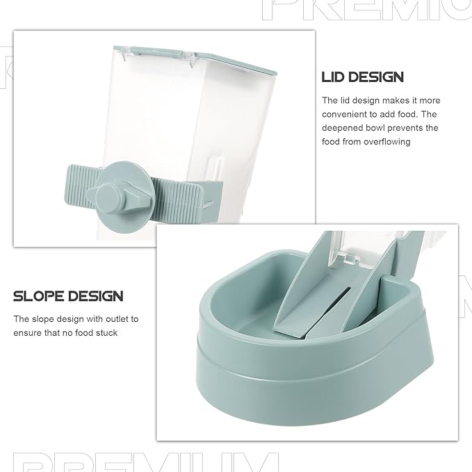 2L Hanging Pet Feeder Bowl Automatic Dog Food Dispenser for Cage Mounting, Blue Durable Plastic Slow Feeder Suitable for Puppies and Small Dogs