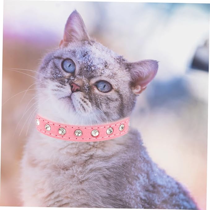 Milisten Adjustable Rhinestone Dog Collar for Dogs and Cats Stylish Pet Neck Decor Pu Material for Daily Wear and Parties