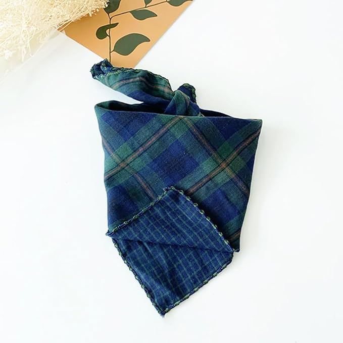 Double Layers Two Tones Dog Cotton Square Bandana Bibs Scarf Kerchief for Small Medium Dogs Boy or Girl - DCB25 B&G