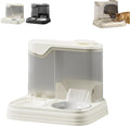 Pet Feeder and Water Dispenser Set, 2 in 1 Cat Food and Water Bowl Set - Large Capacity Automatic Dog Feeder with Water Dispenser for Puppy, Medium Dogs & Cats (White)