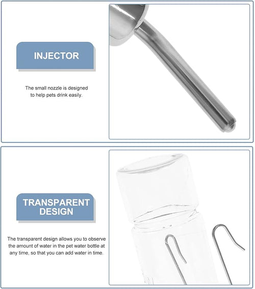2pcs Automatic Drinking Fountain Guinea Pig Water Automatic Water Dispenser for Dogs Automatic Pet Plastic Water Bottles Hanging Bottle for Pet Stainless Steel Small White Feeder