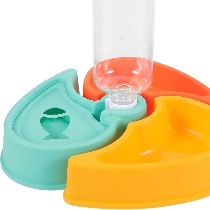 PRETYZOOM Pet Food Feeder with Dry and Wet Food Separation, Small and Medium Pet Bowl Set, Automatic Water Dispenser for Home and Cage Use