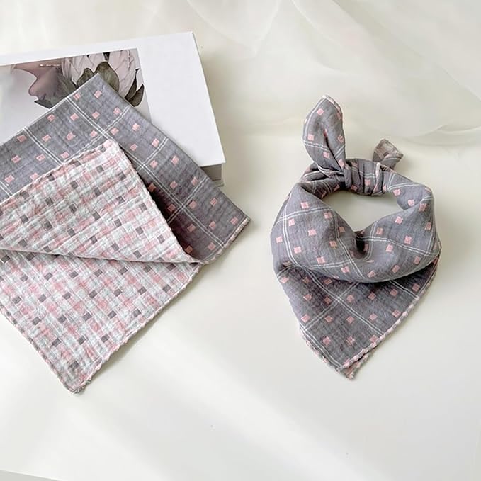 Double Layers Two Tones Dog Cotton Square Bandana Bibs Scarf Kerchief for Small Medium Dogs Boy or Girl - DCB04 P&P