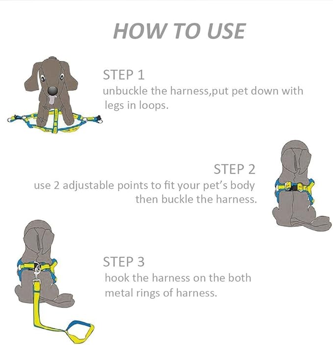 Durable Nylon Braided Dog Leash Dog Harness Dog Collar No Pulling Adjustable Harness Soft Padded Collar for Small Dog/Puppy/Cat