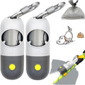 Dog Poop Bag Dispenser with Flashlight|Holder with Leash Clip|Hands-Free Leash Poop Bag Holder with Straps and 1 Roll Dog Waste Bags (Light Gray)(2 Pack)