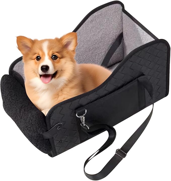 Pet Car Seat - 14lbs Portable Dog Cushion Bed Carrier for Car Travel, Road Trips with Foldable Function, Puppy Stroller Seats for Outdoor Indoor Use, Soft Fabric Gray, Easy Storage