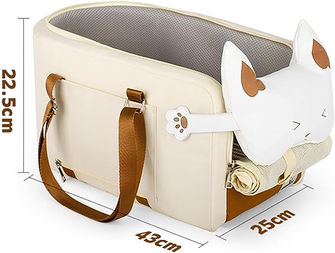 Dog Booster Car Seat, Small Dog Car Seat with Safety Rope and Snap Buckle, Adjustable Pillow Strap and 15 Pounds Load-Bearing Capacity, Removable Seat Cushions and Easy to Install, for Pet Travel