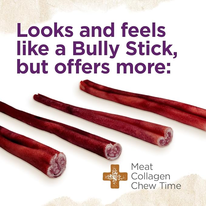Natural Farm Odor-Free Super Collagen Dog Chews (12-Inch, 12-Pack) The First Ever Real Bull Sticks Alternative: 100% Natural Angus Hide Collagen Treats - More Protein, More Chew Time for All Dogs