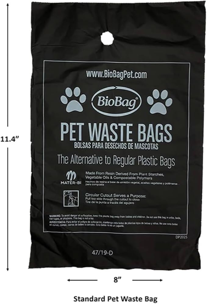 Bio Bag Pet Waste Bags, Compostable Dog Poop Bags, Standard Size, 50 Count (Pack of 6), Eco-Friendly Alternative to Plastic Bags