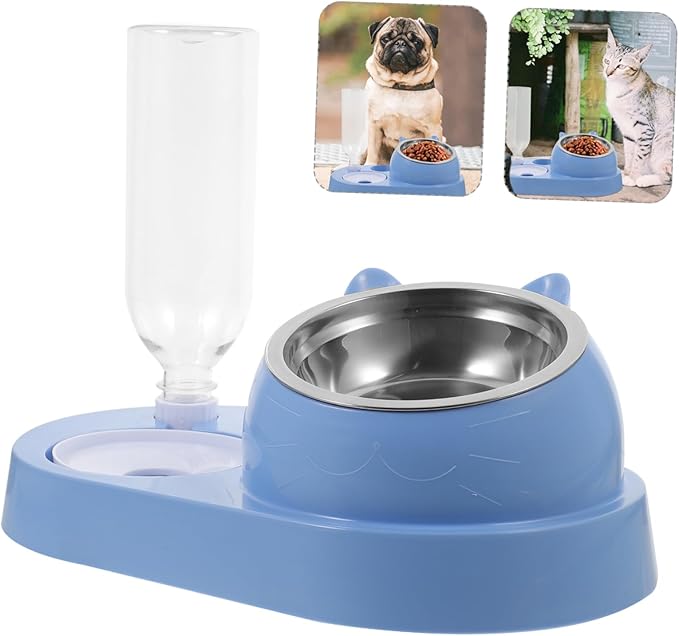 Pet Automatic Water Dispenser with Dual Bowls Stylish Durable Cat and Dog Feeder Bite-Resistant and Design Easy to Clean for Home Use
