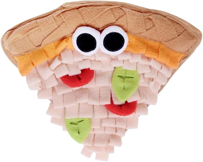Interactive Pet Snuffle Mat with Crinkle Paper and BB Sound – Food-Shaped Nose Work Mat for Cats, Dogs, and Small Pets, Anti-Slip Base, Puzzle Feeding Toy (Pizza)
