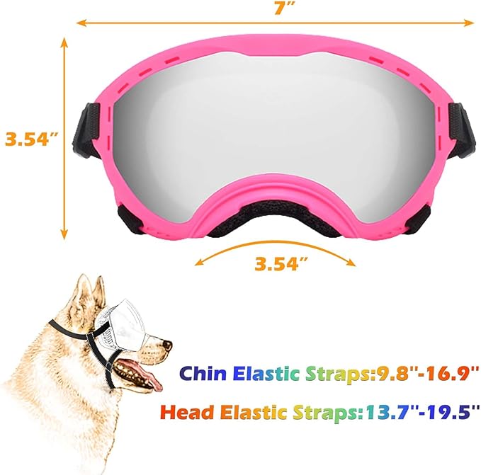 Dog Sunglasses with Adjustable Strap, UV Protection, Winproof Puppy Sunglasses, Suitable for Dogs Eyes Protection,Soft Dogs Goggles