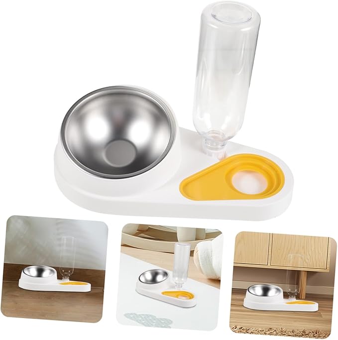 Automatic Pet Food and Water Feeder Bowl 2-in-1 Detachable Dog Food Dispenser Anti-Spill Cat Water Bowl for Puppies and Dogs Household Use
