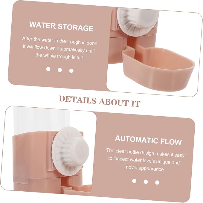 Sosoport Hanging Dog Water Dispenser Automatic Cat Water Bottle Suction Cups Puppy Feeding Waterer for Cages for Travel and Home Use