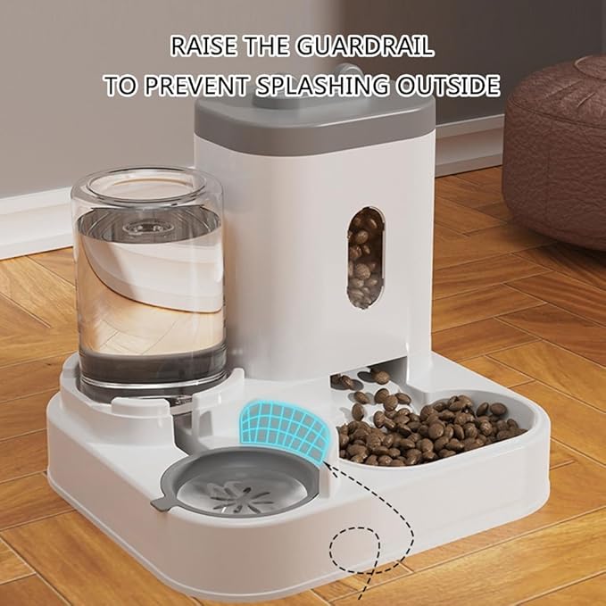 REDYY Feeder Bowl,Pet Automatic Waterer Cats Feeder Food Container Bowl Automatic Water Fountain 2 in 1 Pet Large Dog Water Feeder