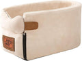 Pet Car Booster Seat Carrier Carry Cage Carrying Dog Car Seat Oval Beige